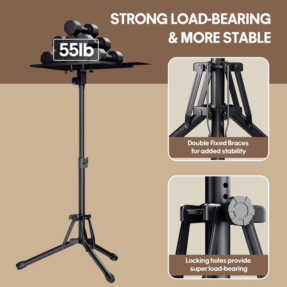 Projector Stand Adjustable Height 20" to 61", Foldable Projector Tripod Stand...