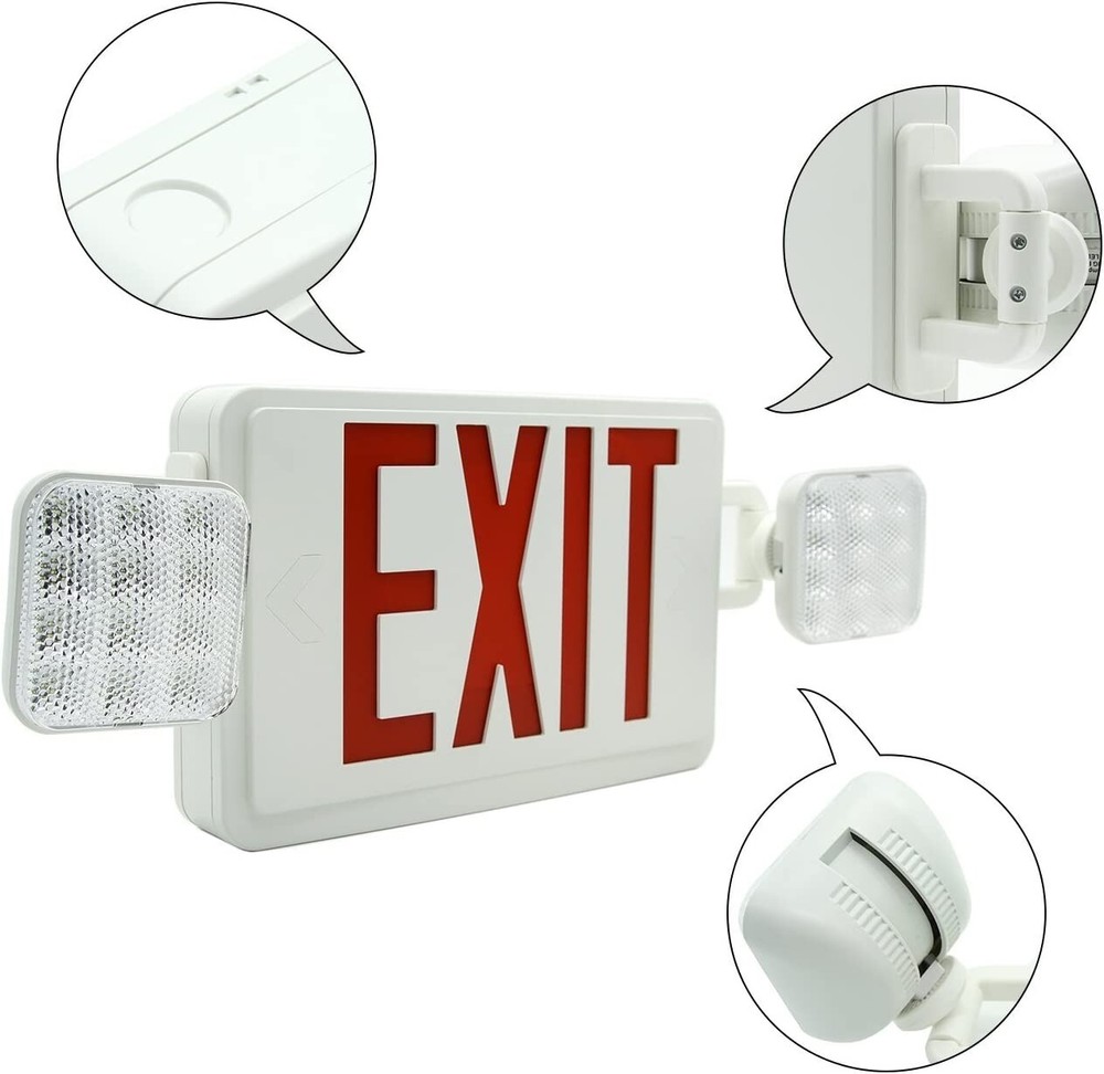 6 Pack LED Exit Sign with Emergency Light–Hi Output Compact Combo UL listed Red