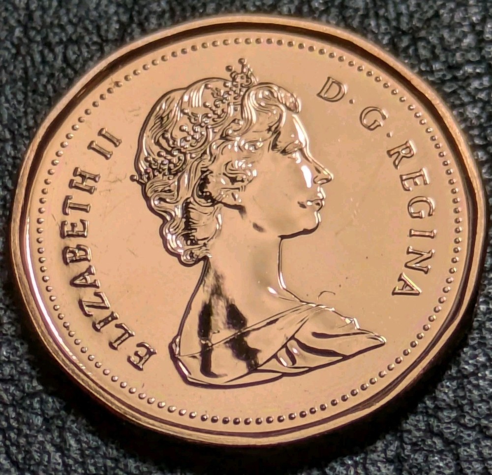 1987 1c Canada Cent Bu + DIE CRACK ERROR 2 Small Break Uncirculated +