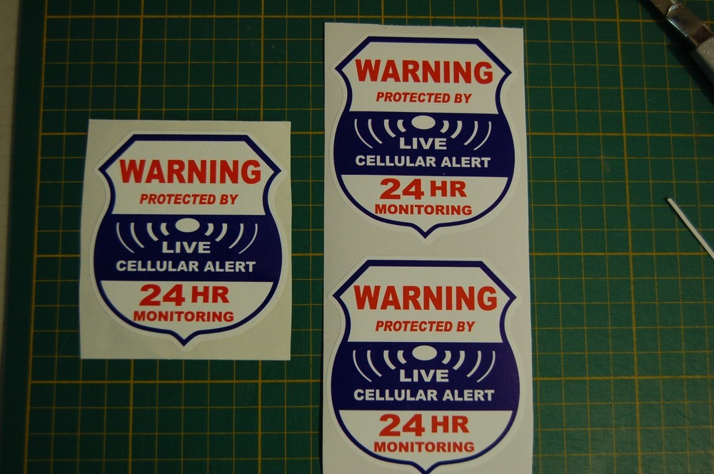STATIC CLING WARNING, LIVE CELLULAR ALERT SECURITY SURVEILLANCE STICKER