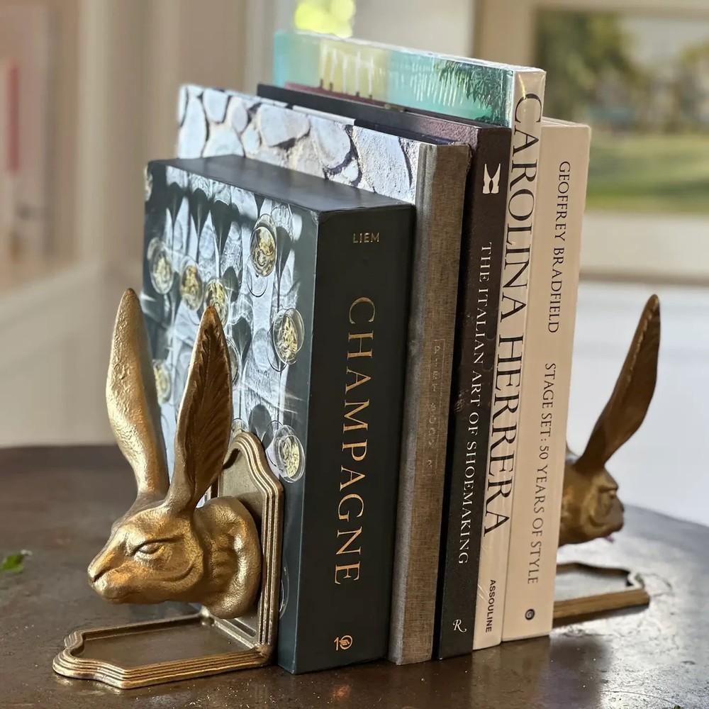 Rabbit Decorative Bookend Set - Jackrabbit, rabbit decor
