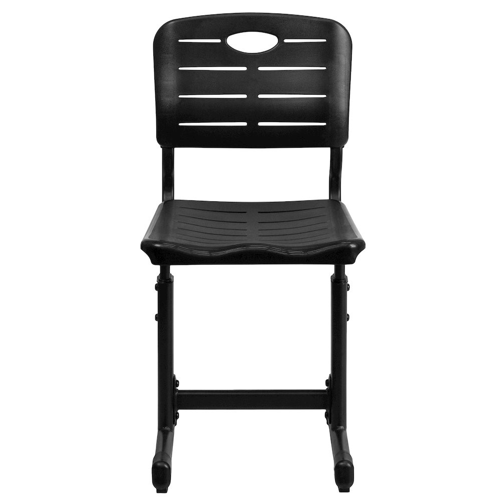 Black Student Chair with Black Pedestal Frame