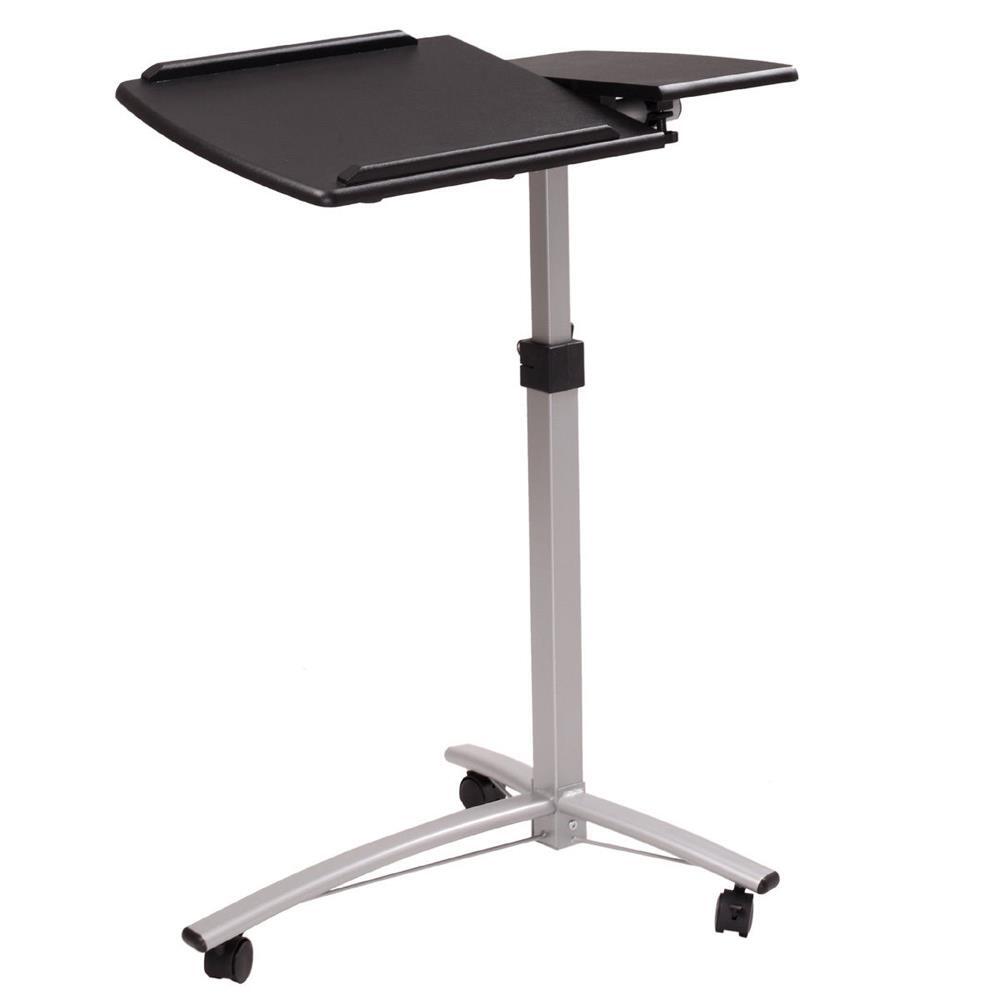 Rolling Height Angle Adjustable Laptop Stand Computer Desk Portable PC Bed Table