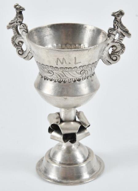 Antique Colonial America Solid Silver Jewish Kiddush Cup ca.1730 Irish Maker?