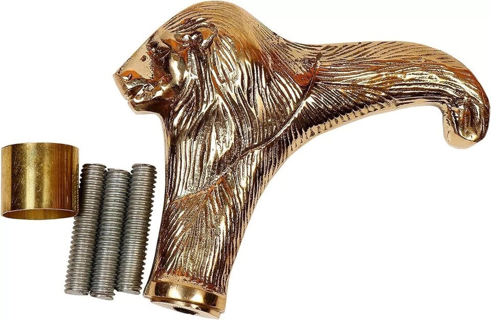 Brass Walking Stick Handle Lion Head Vintage Gift for Men