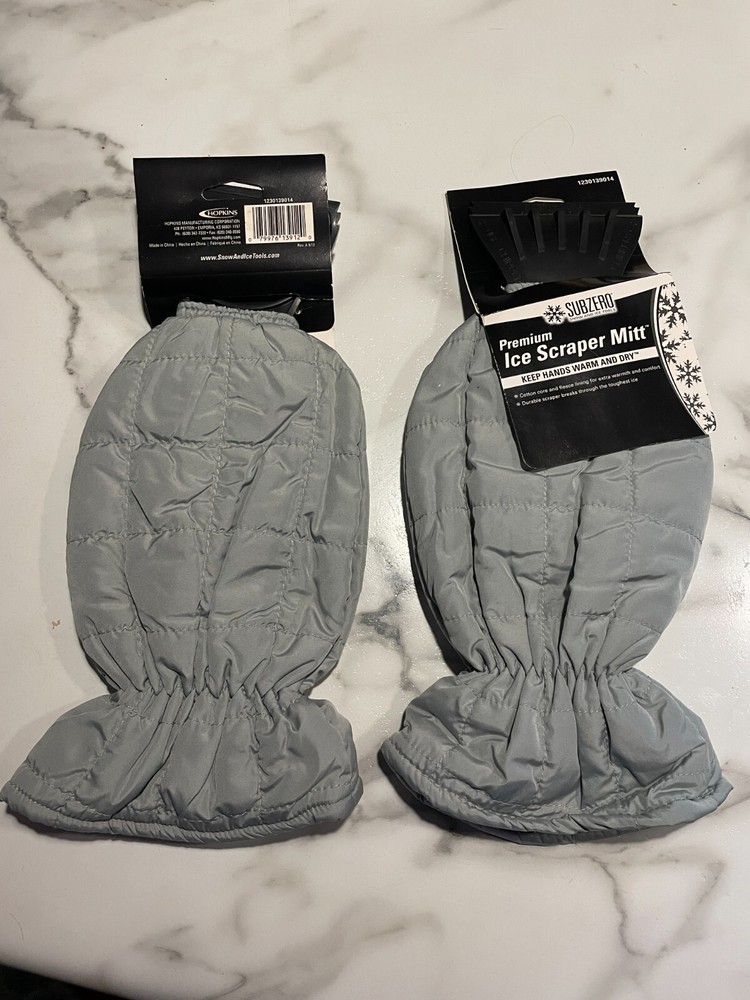 LOG Hopkins Ice Scraper with Glove Car Windshield Scraper Ice Snow Mitt Pair Two