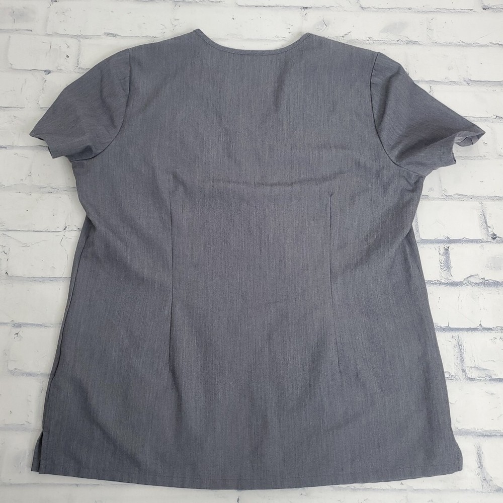 Figs Scrub Top Womens Medium Casma Three Pocket Gray Graphite Short Sleeve