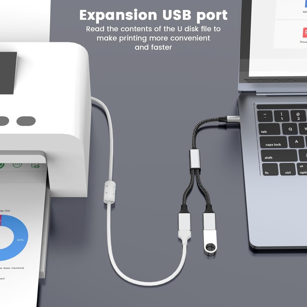 MOGOOD USB C to Splitter USB-C OTG Y Cable Thunderbolt 1pack, Silver