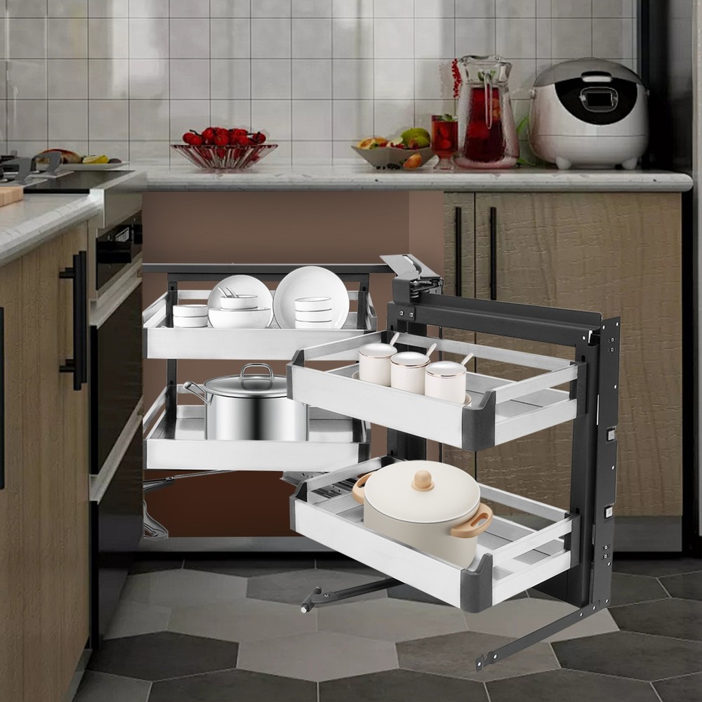Blind Corner Cabinet Pull-Out Small Space Organizer Kitchen Swivel Storage Shelf