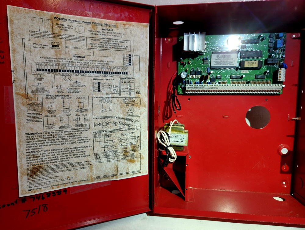 DSC MAXSYS PC4020CF 16-Zone Fire Control Panel FACP + Cabinet Transformer Tested