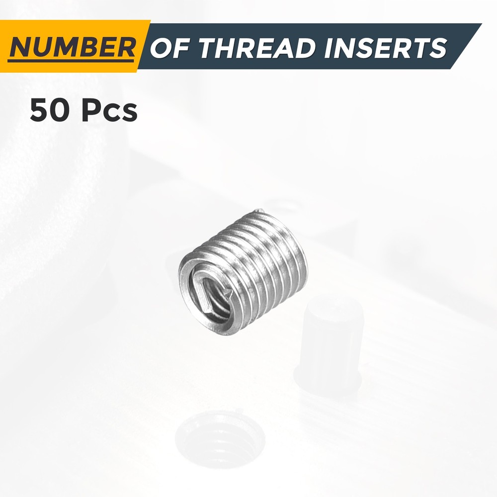 50pcs Wire Thread Inserts M2.0 x 0.4 x 2D Metric Helical Threaded Sleeve