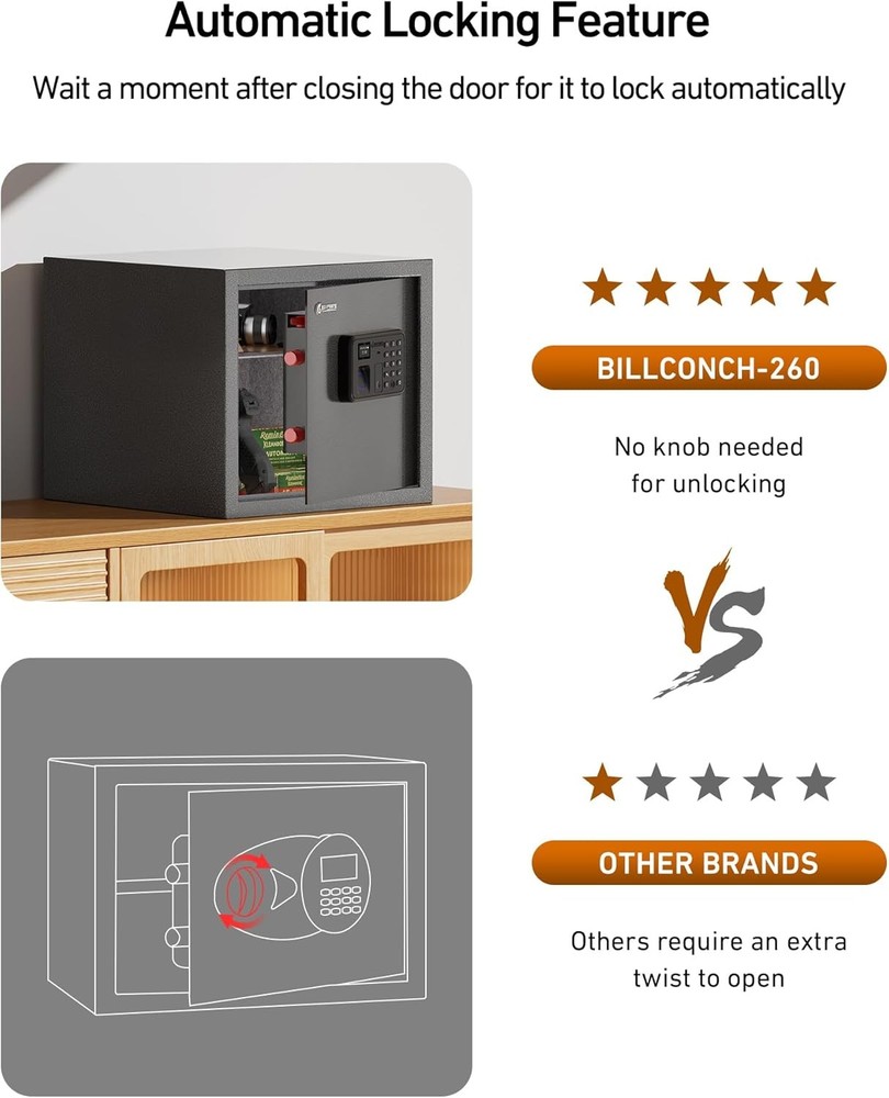 Smart Gun Safe for Multiple Pistols Automatic Lock Safe Box with LCD Display