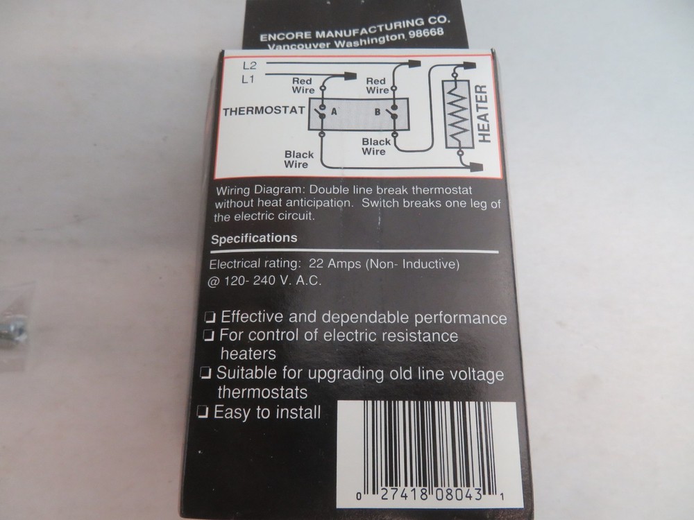 Encore E402 Line Voltage Thermostat Double-pole