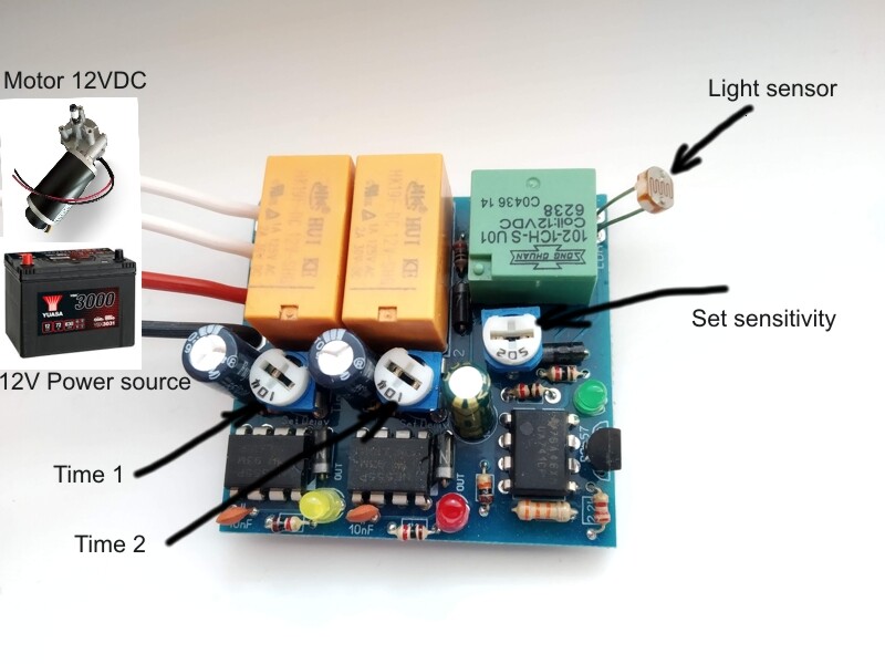 Full Atomatic Chicken Coop Reverse Polarity Door Gate Opener 12V 2A LIGHT SENSOR