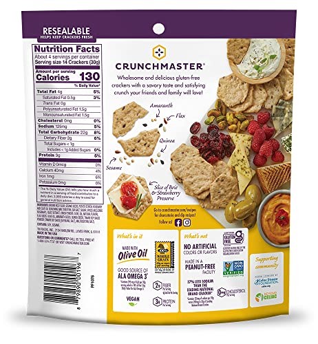 Crunchmaster Multi Seed Crackers Rosemary Olive Oil 4 Ounce Pack
