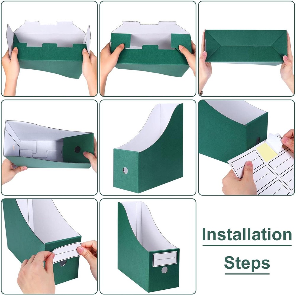 Magazine File Holder(6 Pack), Cardboard Holder,Document Green