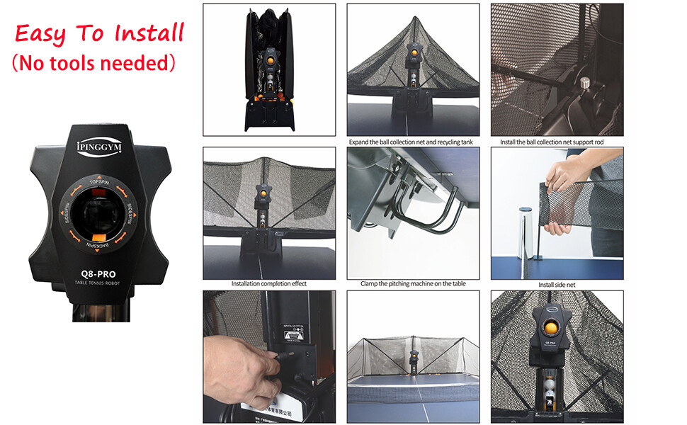 Automatic Table Tennis Robot w/ Foldable Net Ping Pong Training Machine Spinning