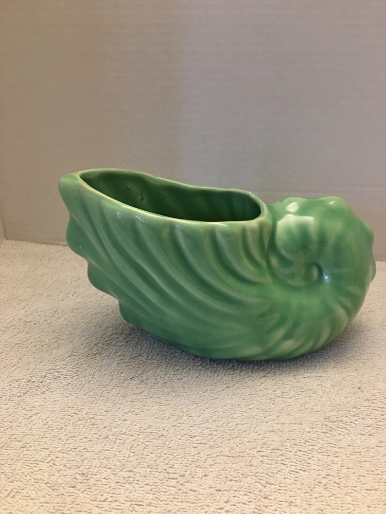 Vintage Planter Shell Shape Green Unmarked