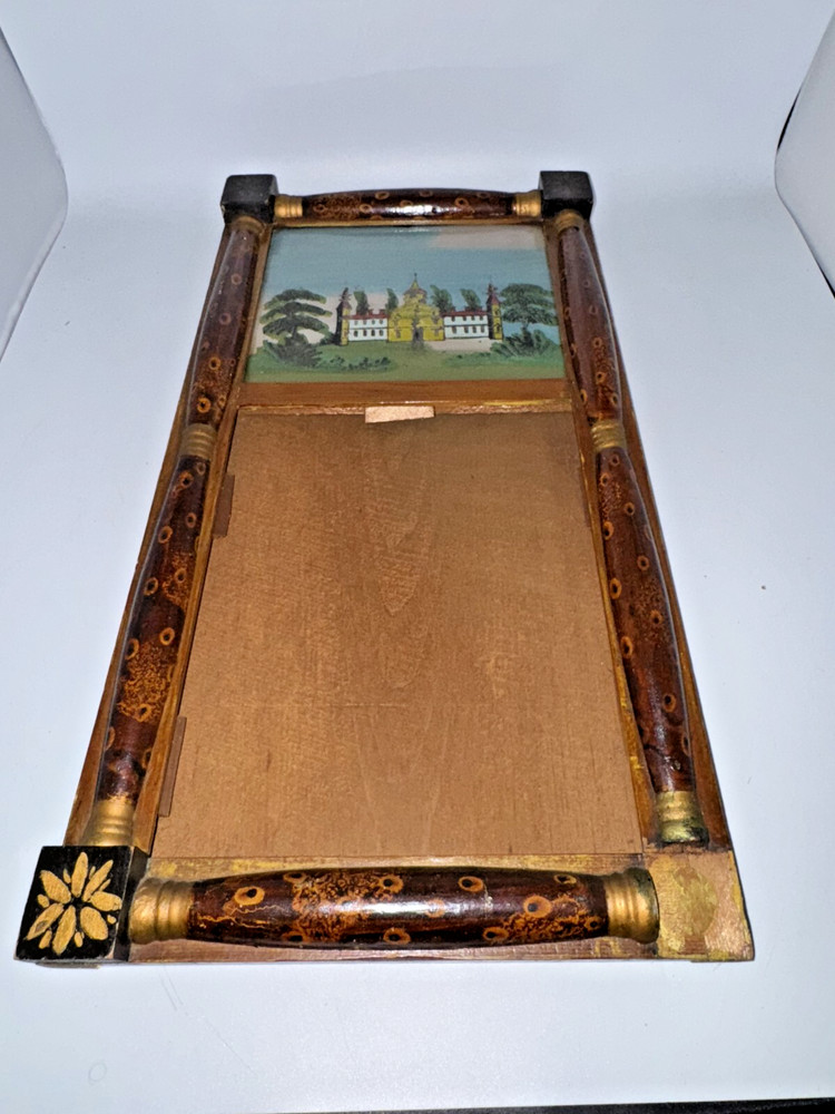 Antique Reverse Painted Scene and Wall Mirror