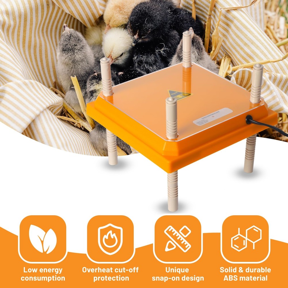 NUGRIART 10"x10" Brooder Heater Plate for 15 Chicks - Safe, Energy Saving