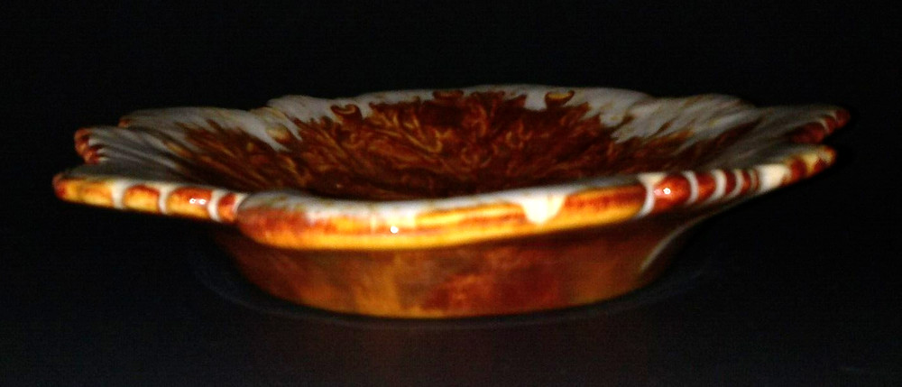 Scallop Edge Leaf Serving Or Candy Dish Fall Colors Ceramic Studio Art Glazed