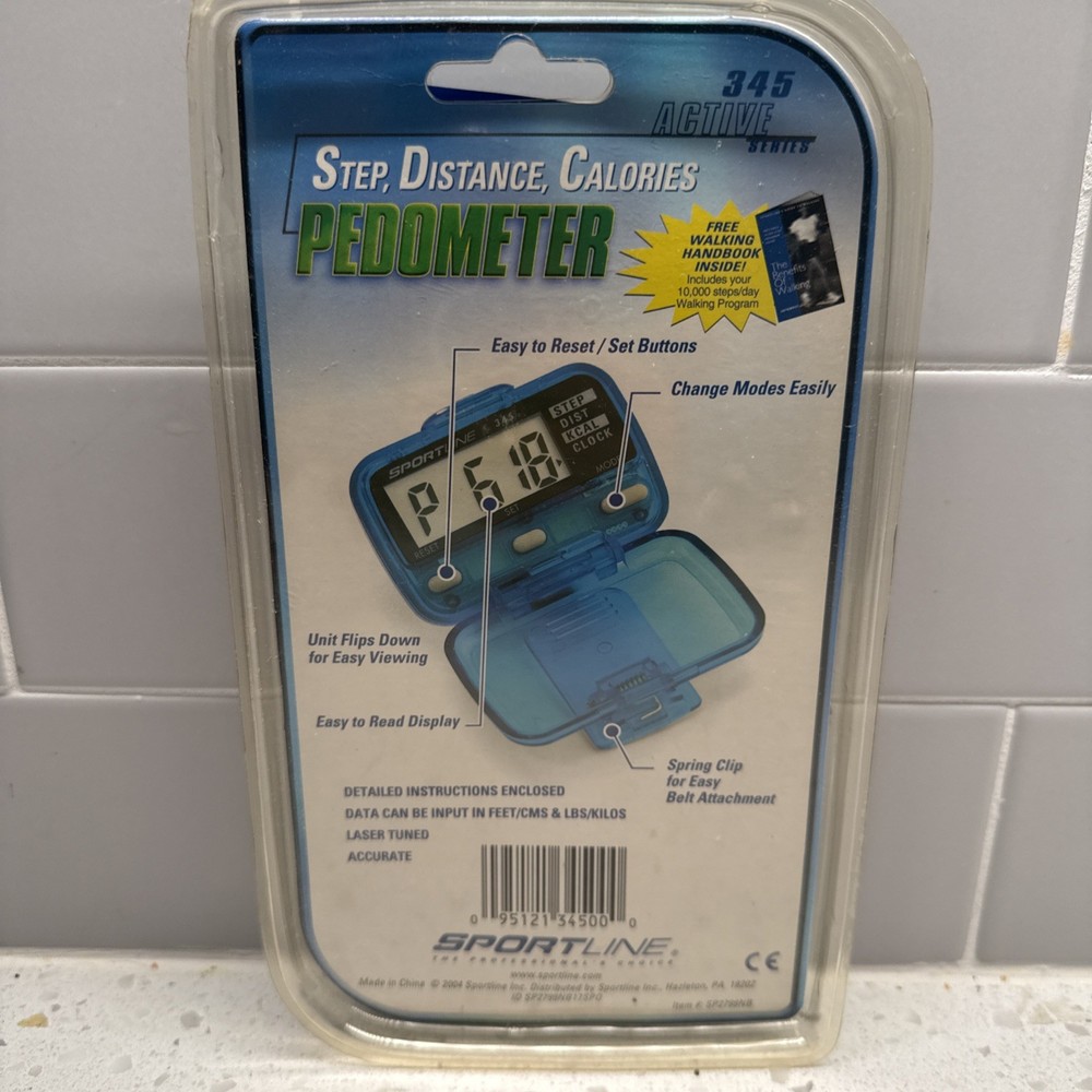 Sportline Pedometer Active Series Model 345 Basic Steps Distance Calories -New-