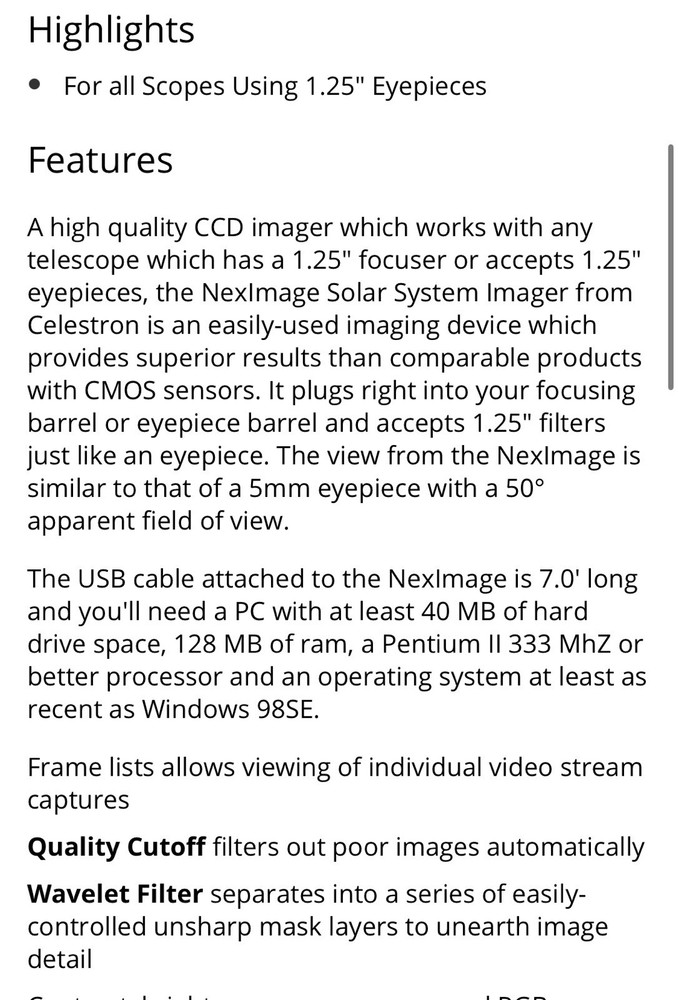 Celestron NexImage Solar System Imager 93712 With Software Disc