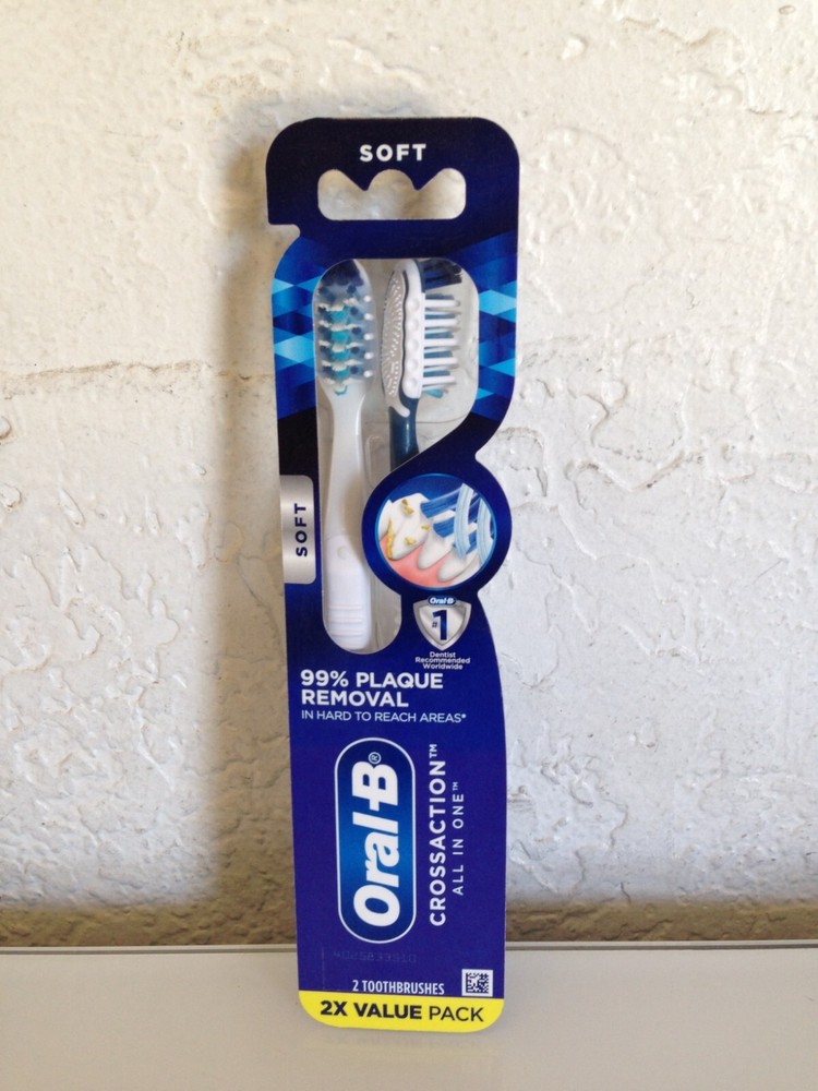 Oral-B CrossAction All In One Toothbrushes, Soft, 2 pack