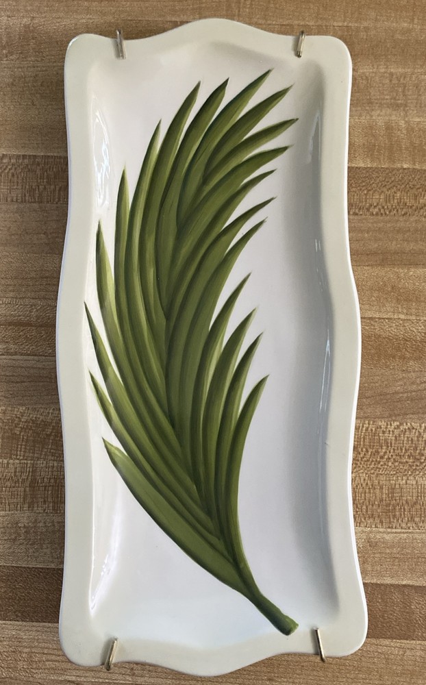 Hand painted leaf plate Rectangle Serving Dish 2005 Distributed by Jo-Ann Stores