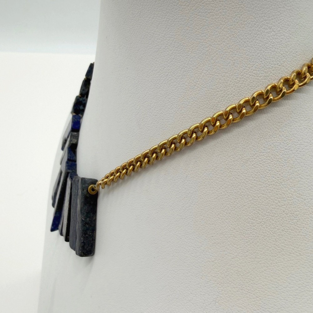 YOCHI Signed Blue Lapis Stone Modern Style Necklace