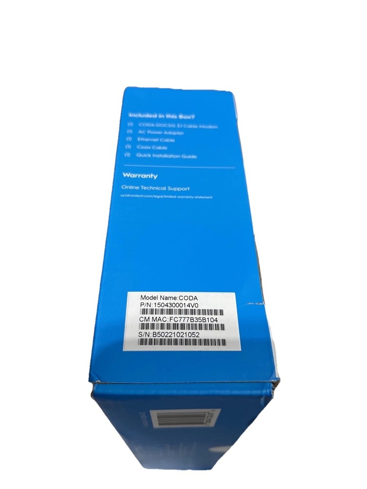 Hitron CODA DOCSIS 3.1 Modem 1 Gbps Max Internet Speeds - Open Box
