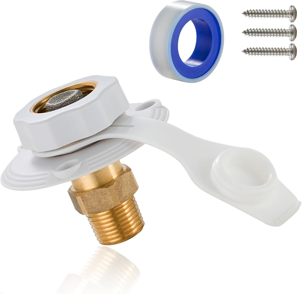 RV City Water Fill Inlet Connection W/ Check Valve Connector for Camper Trailer