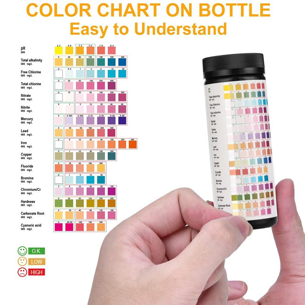 16 Parameters Water Test Strips – Accurate Home Drinking Water & Pool Test Kit