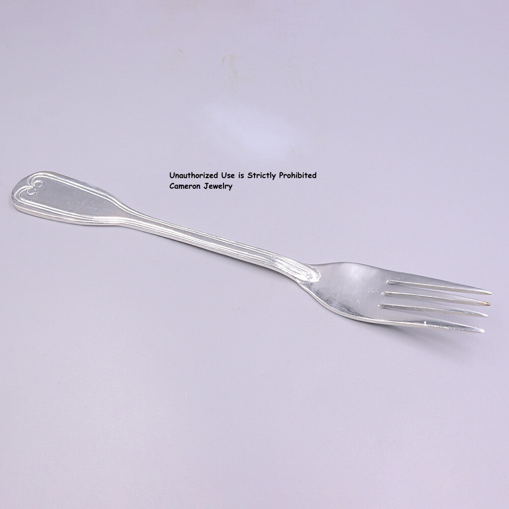 Solid S999 Fine Silver 999 Four Teeth Ruyi Dinnerware Fruit Fork 69-70g 7.8inch