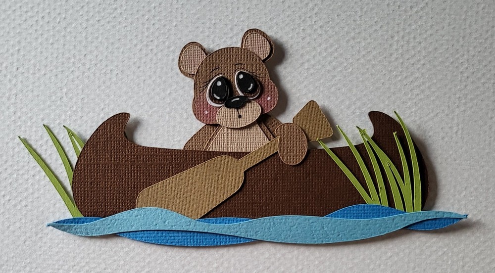 Kayak Bear. Scrapbook, Card Making Paper Piecing