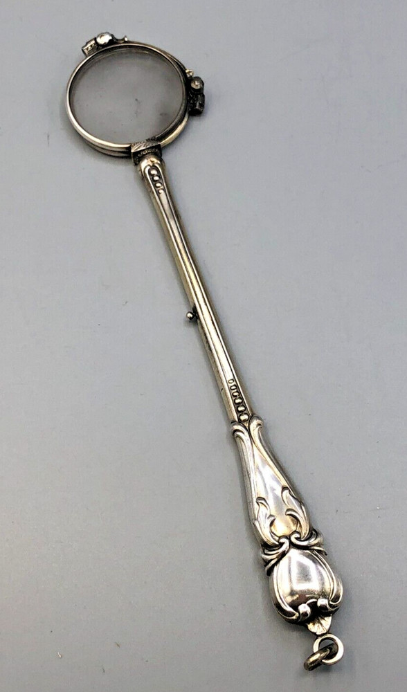 Antique Lorgnette Opera folding Spectacles 7.75", Silver plated handle