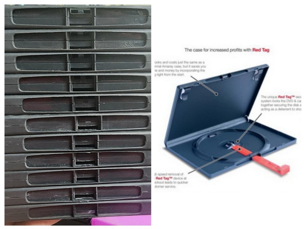 100 DVD Red Tag Security Cases Secure Locking Rental Storage Lot