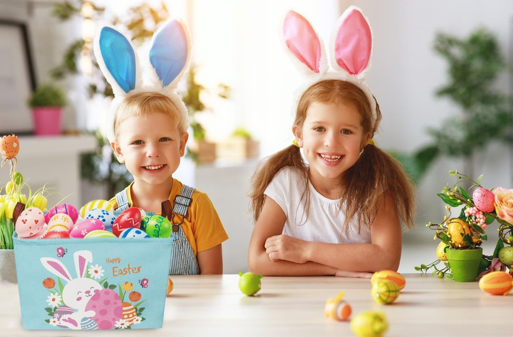 Rectangular Easter Baskets, Easket Basket for Kids.Bunny Easket Basket with Hand