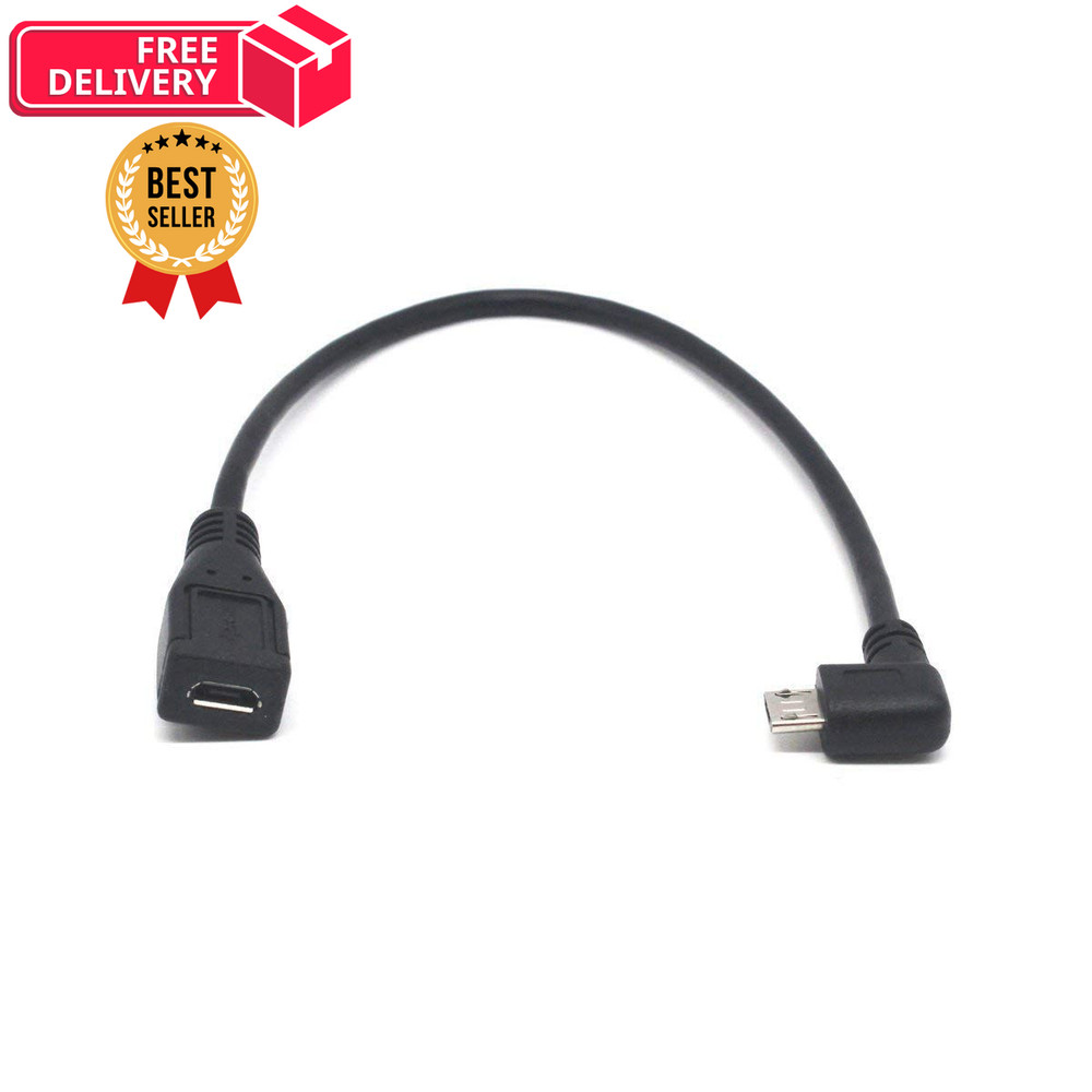 Micro USB Left Angle,Micro Extension Cable, 90 Degree 10 inches, Black