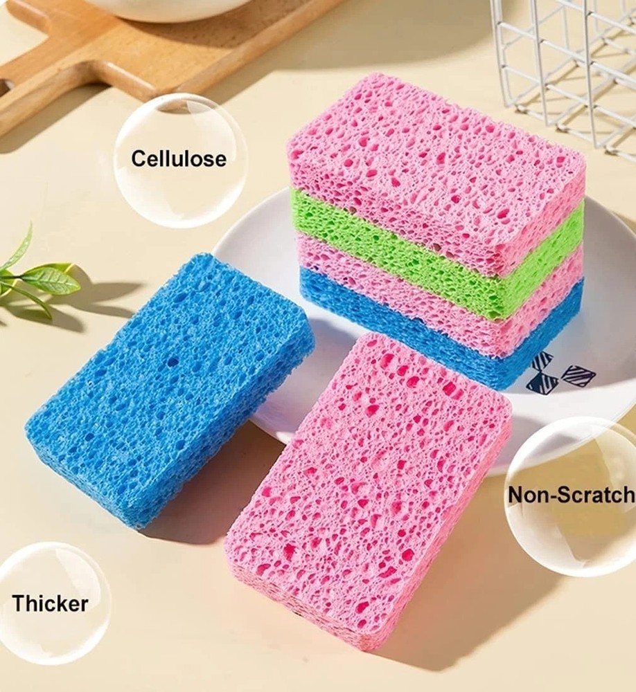 12-Count Kitchen Sponges Compressed Cellulose Sponges Non-Scratch