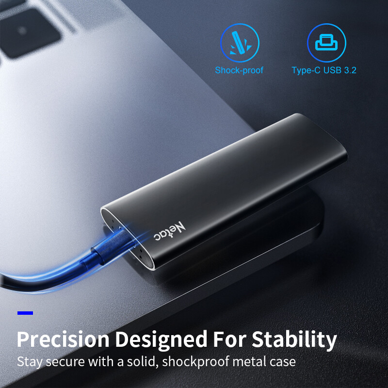 Netac 1TB Portable SSD USB 3.2 Gen2 Type-C External Solid State Drive 500MB/s
