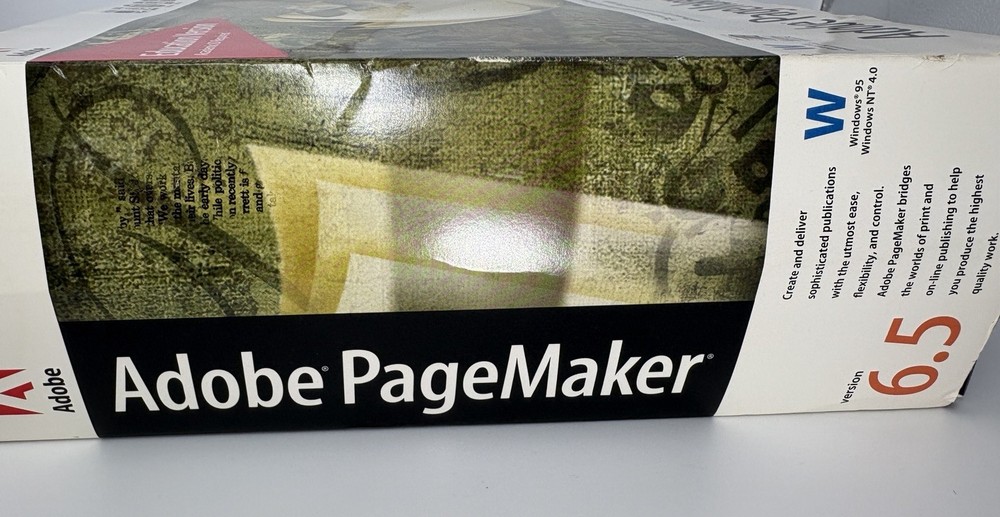 Orig Adobe PageMaker 6.5 | WINDOWS 95 | Official User Guide & Verification Code