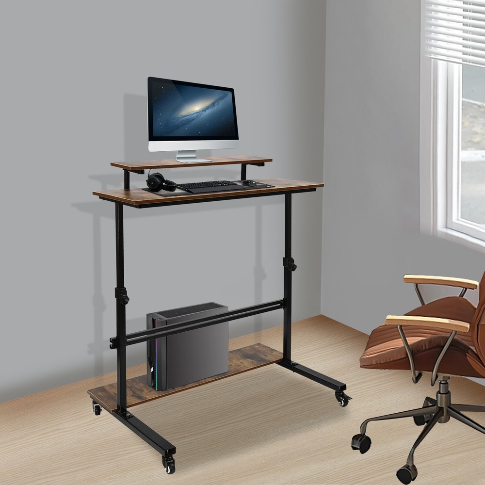 Adjustable Height Computer Laptop Desk Rolling Standing Table for Sofa Bedside
