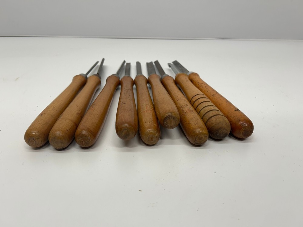 9 Assorted Vtg Chisels Gouges Wood Working Hand Tools Mostly Disston