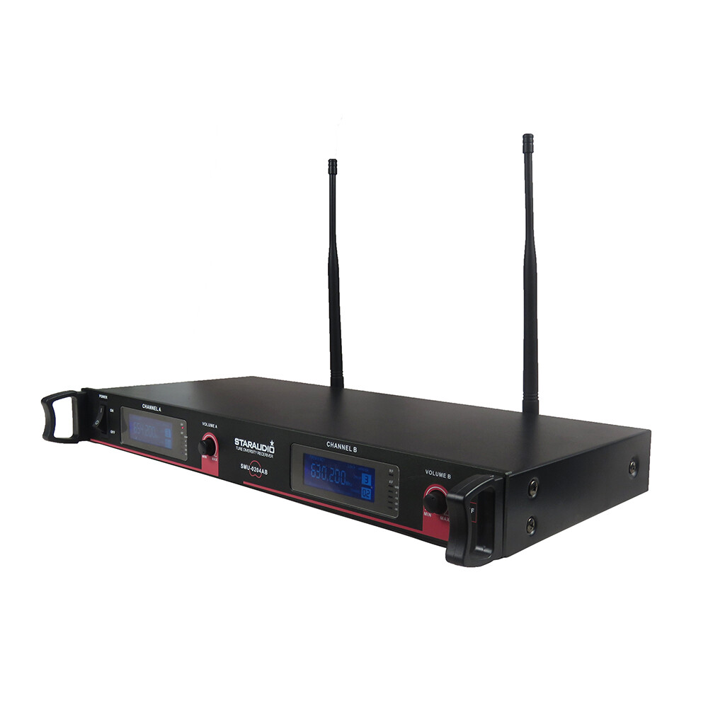 2CH UHF Wireless Microphone System Handheld Microphone Headset Lapel Audio Mics