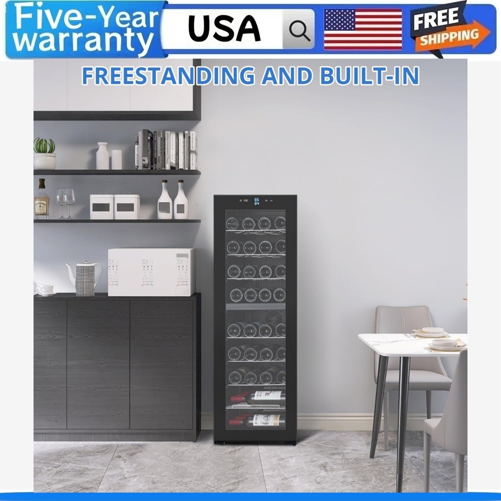 🔥39 Bottles Compressor Wine Cooler Refrigerator 41℉-64℉ Freestanding Wine Cell