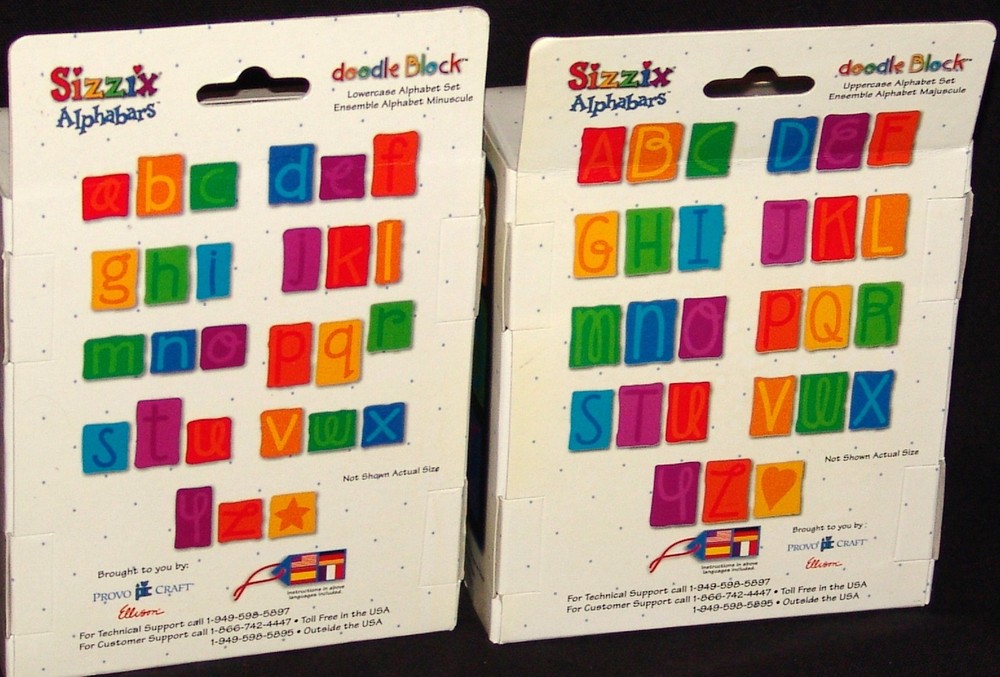 2 NEW Sizzix Alphabars Alphabet Die Sets: DOODLE BLOCK, Upper and Lower Case