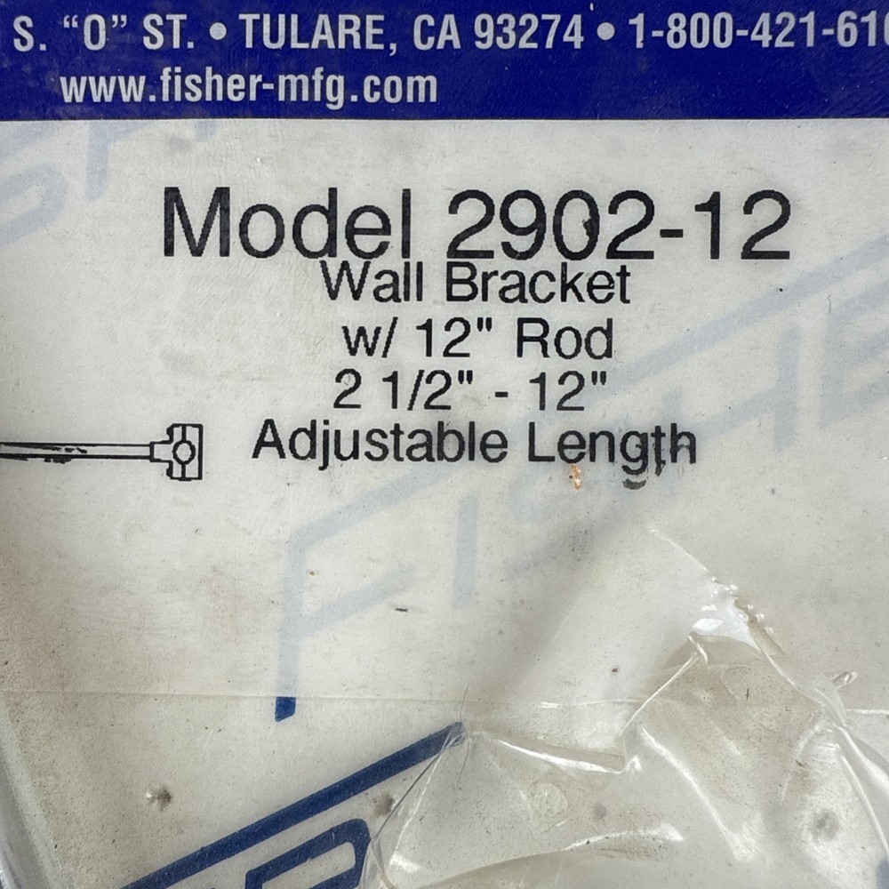 Fisher 2902-12 Wall Bracket, Polished Chrome 12” Rod Adjustable New