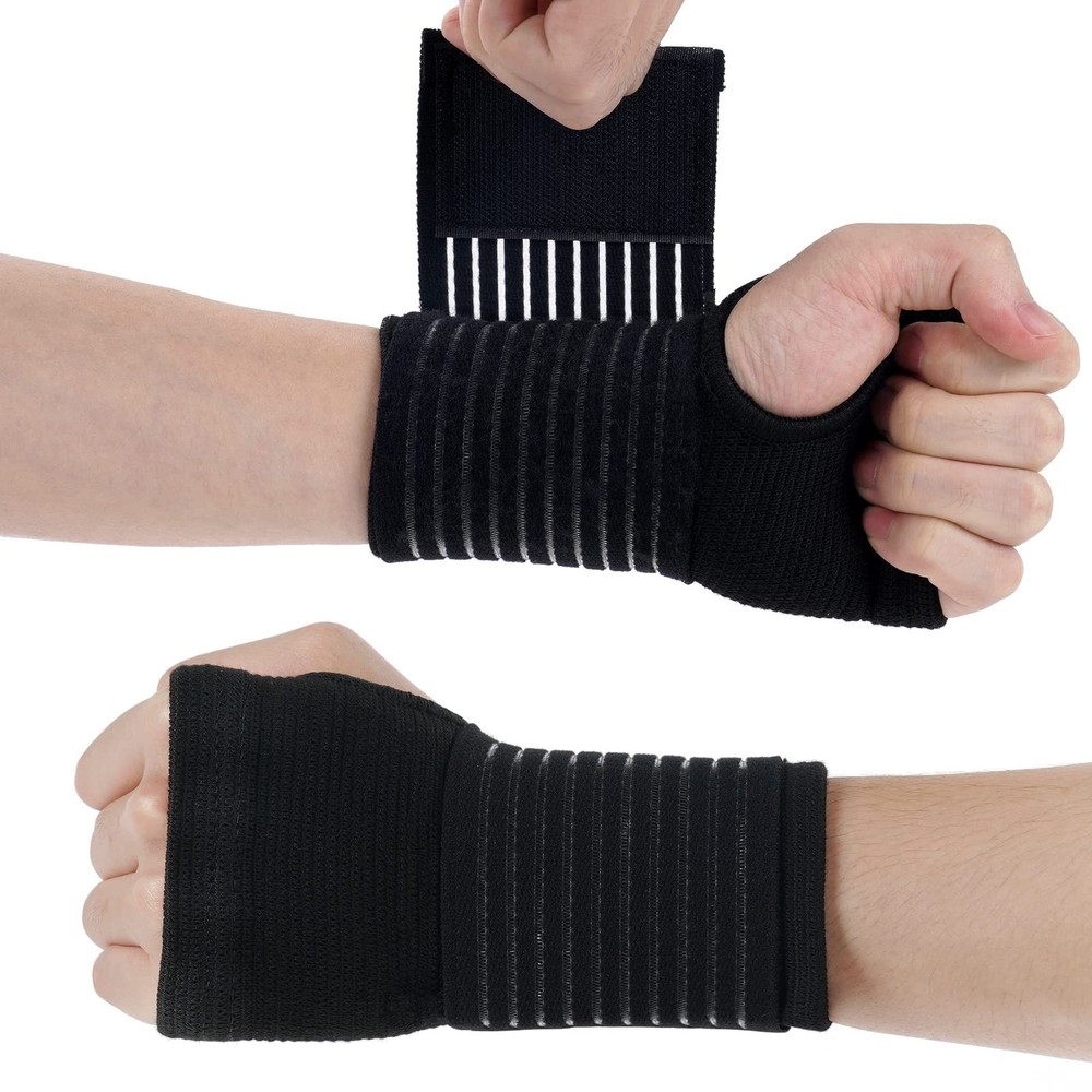 AOOWU Wrist Brace, 2 Pack Elastic Wrist Support with Strap, Wrist Compression...