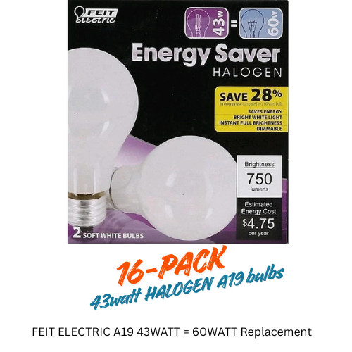 Feit Electric A19 43w Medium Base  Frosted 16-pk